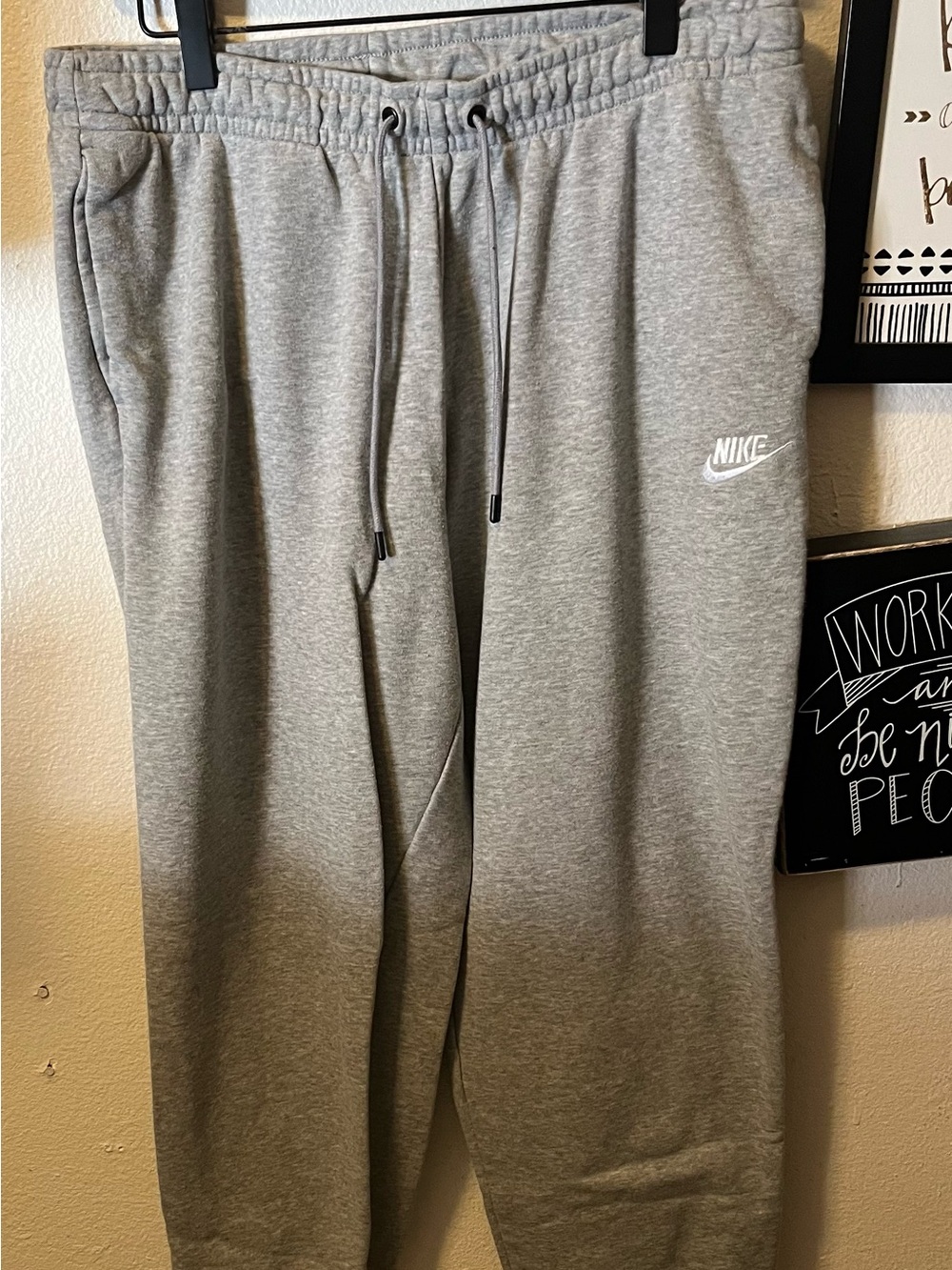 Nike Gray Fleece Joggers with Drawstring Waist